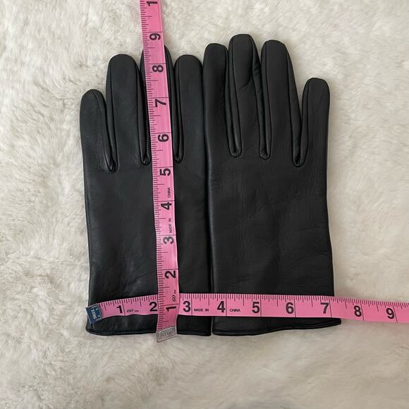 Black Leather Phone Touch Gloves Size Medium - Picture 5 of 6